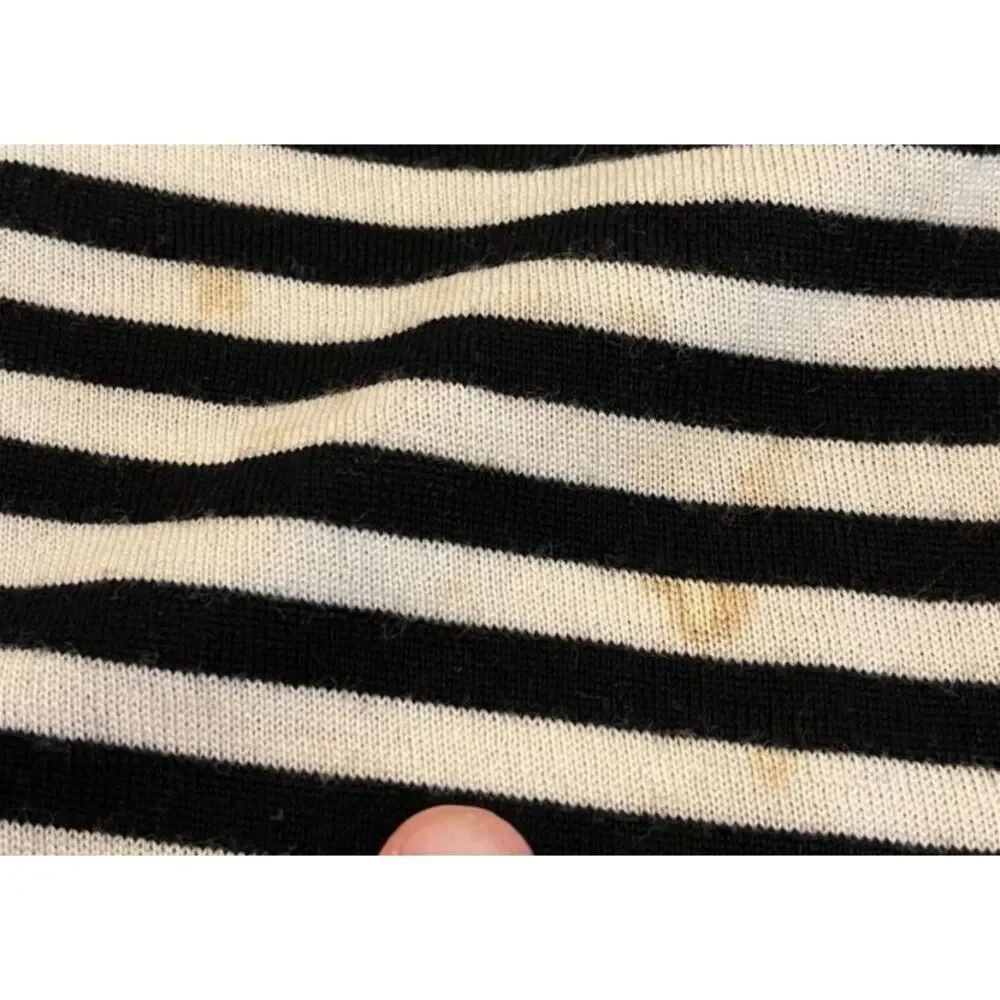 St. John Women's Striped Long Sleeve Open Front Cardigan Sweater Black Large‎